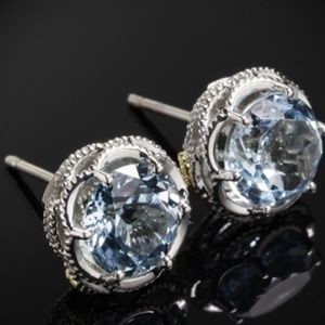 New Elegant 925 Silver Stud Earrings Aquamarine